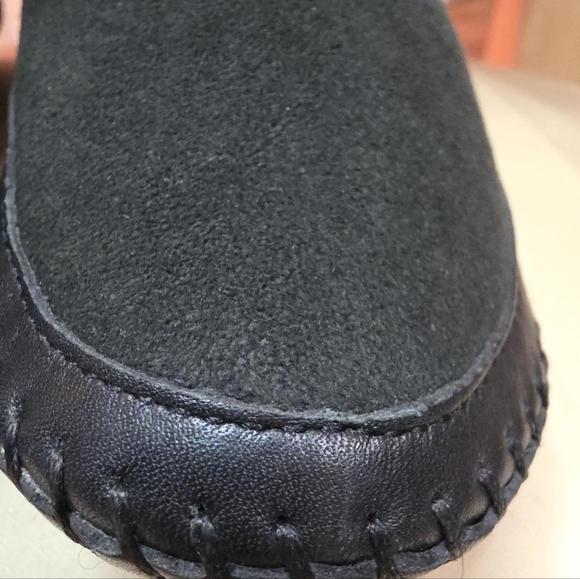 TORY BURCH BLACK KNEE HIGH LEATHER SUEDE SHERPA BOOTS SIZE 7 LIKE NEW COND - Picture 3 of 7